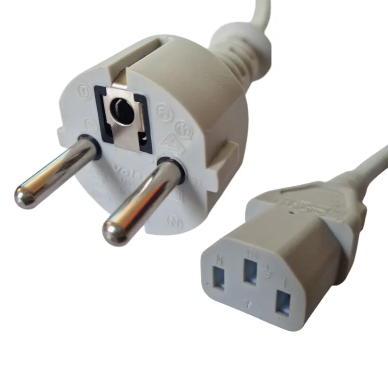 Kaltgerätekabel 1,6 m mit Schuko-Stecker und IEC C13 Anschluss in Hellgrau Volex
