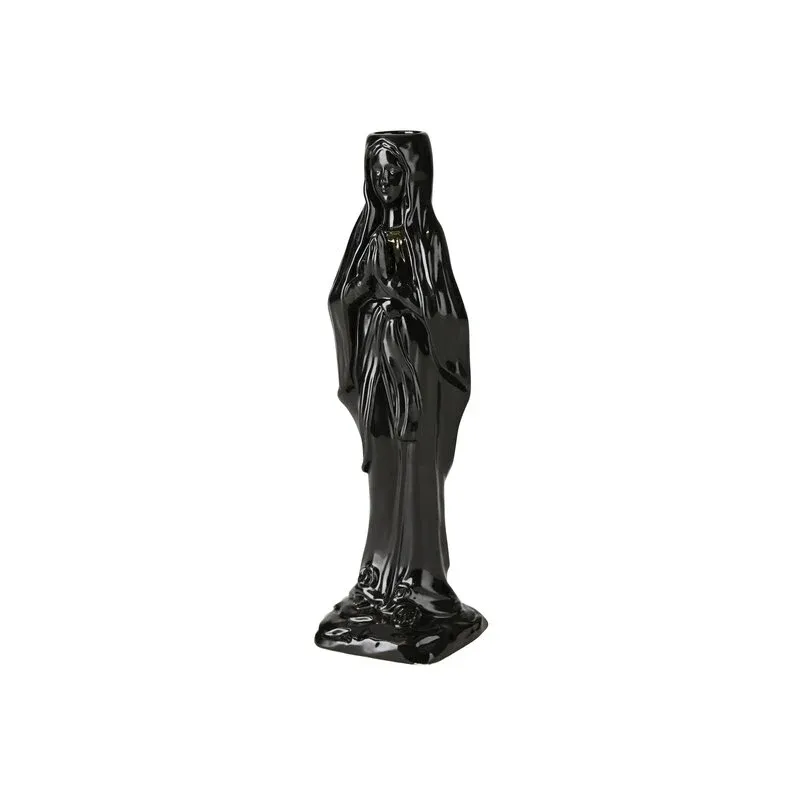 Kerzenhalter „Madonna“ in glänzendem Schwarz aus Steingut