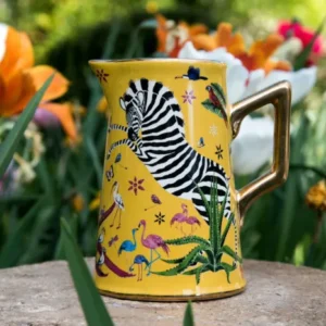 Kleine Karaffe „Jug Ceramic Sahara“ Jungle-Motiv in Geschenkbox
