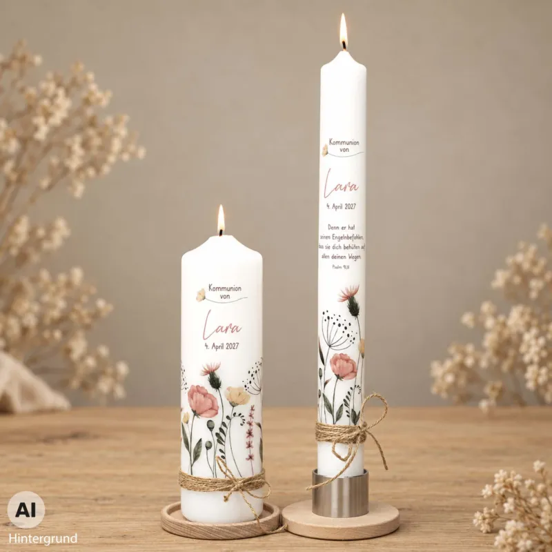Kommunionkerze Wildblumen - Lara