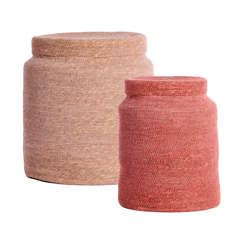 Korb BETANIA 2er-Set Ø 25 × 32,5 cm & Ø 33 × 38 cm von Light & Living in Hellrosa-Rosa