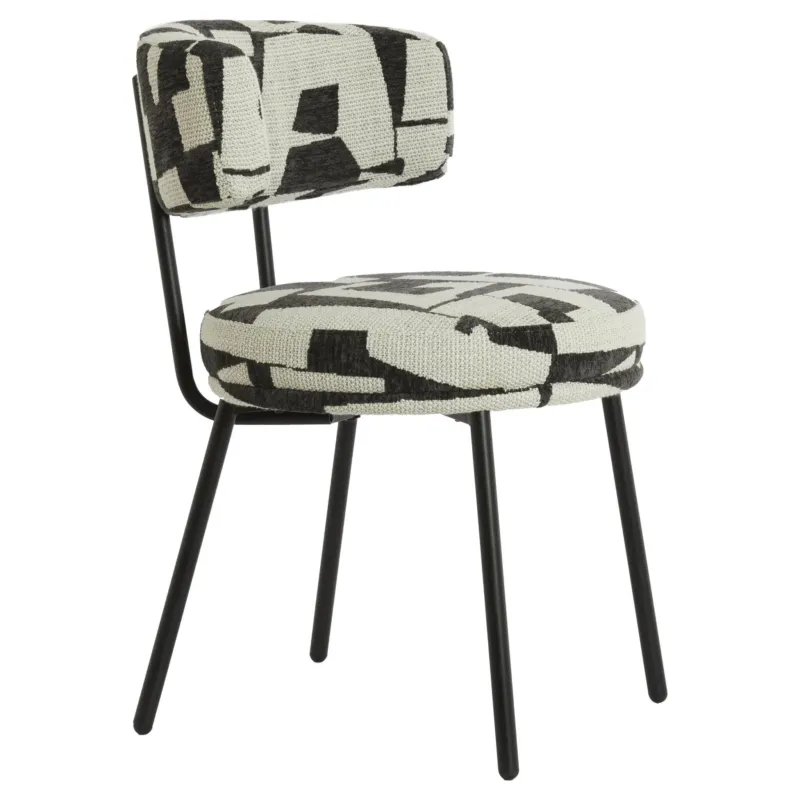 Esszimmerstuhl mit grafischem Muster in Creme und Schwarz von Light & Living