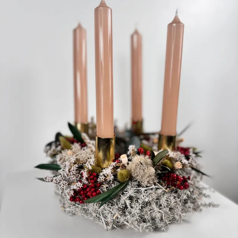 Adventskranz Asparagus grau klassisch mini - Lykke&You GmbH