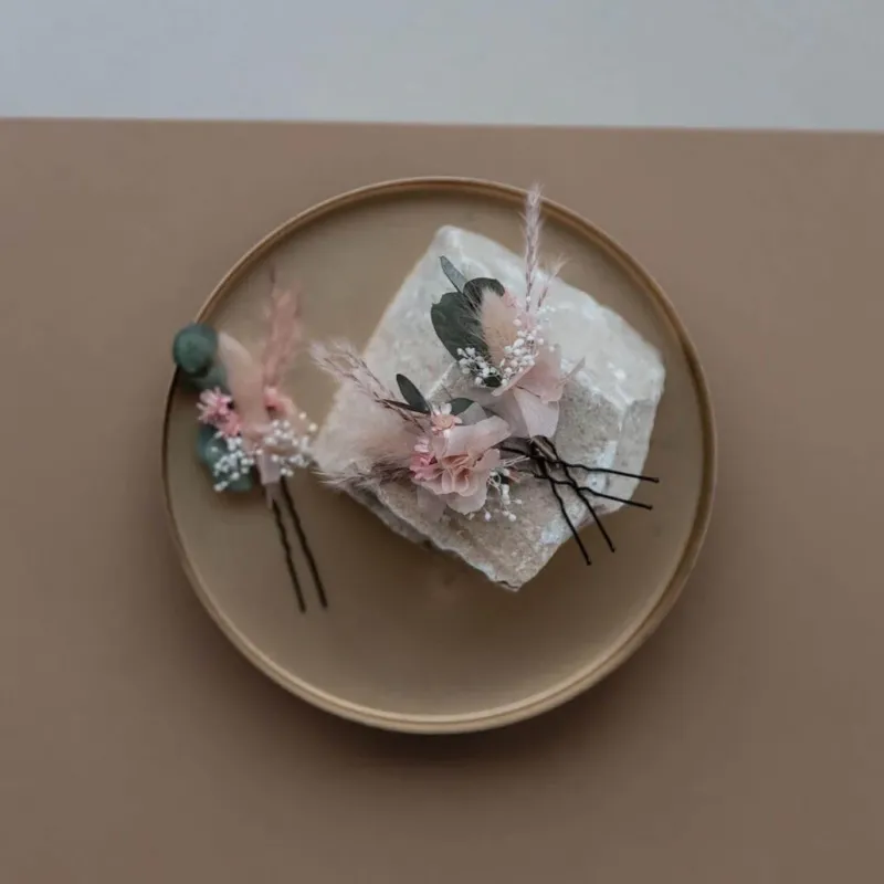 Haarnadel Trockenblumen Eukalyptus rosa | Blumenkinder - Lykke&You
