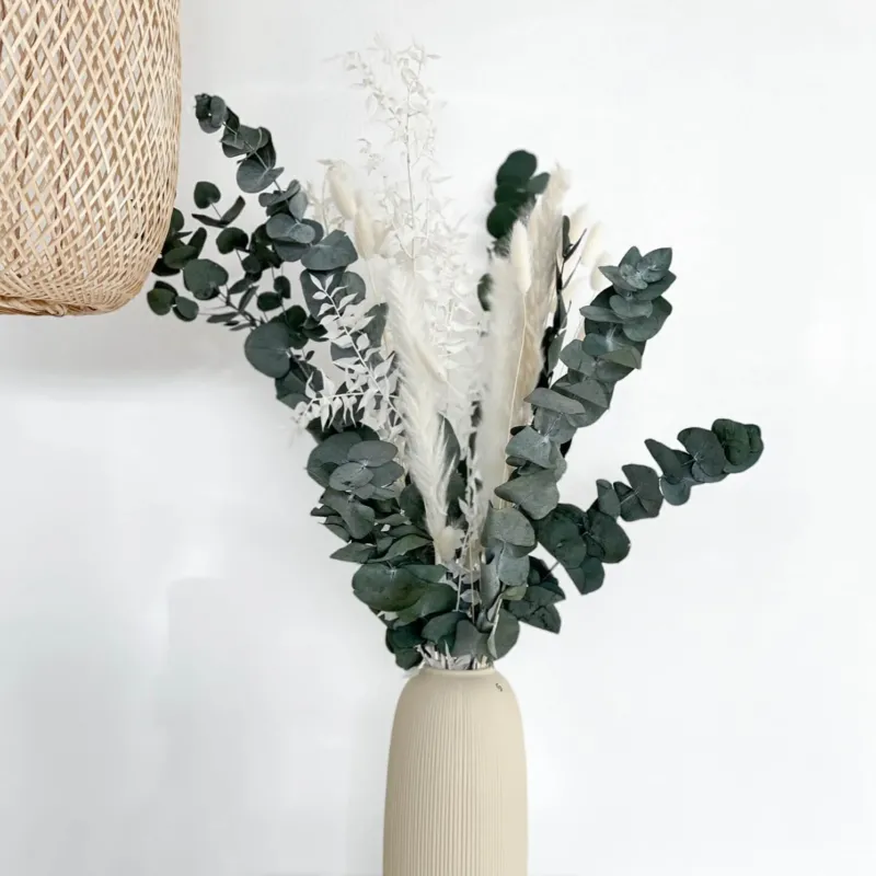 Trockenblumenstrauß I Eukalyptus Pampasgras I weiß I 70 cm - Strauß#Farbe_weiß