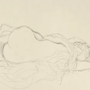 Reclining Nude With Drapery, Back View 1, Gustav Klimt