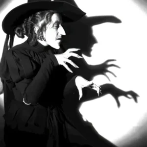 Wicked Witch Vintage Black and White Halloween Art