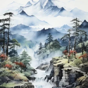 The Japanese Alps In Multiple Prefectures, Japanese Brush Painting, Sumi E, Minimal 4