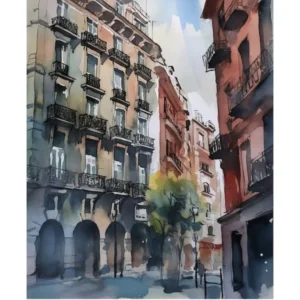Barcelona Watercolour Travel Poster 4