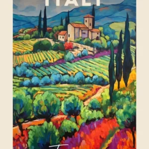 Tuscany Italy 3 Fauvist Painting Travel Poster