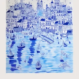 Venice Italy Blue Drawing Poster