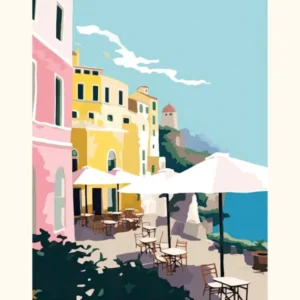 Sorrento, Italy, Flat Pastels Tones Illustration 1 Poster