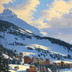 Avoriaz, France Ski Resort Vintage Landscape 1 Skiing Poster