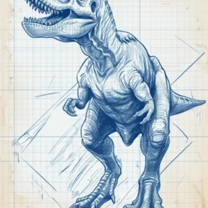 Acrocanthosaurus Dinosaur Blue Print Sketch 2