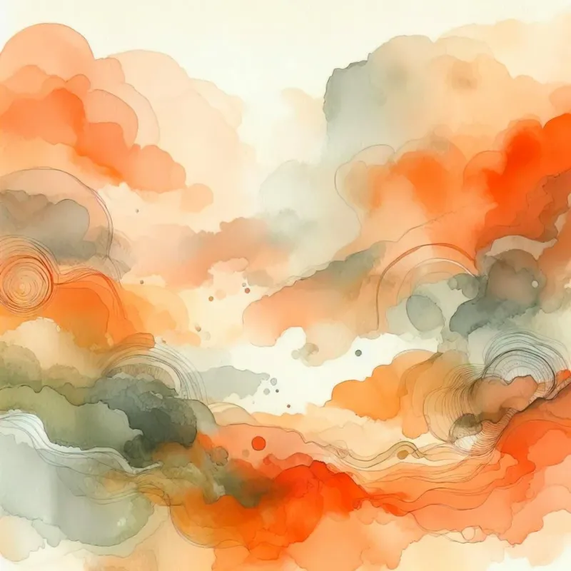 Abstract Watercolor Orange Sage Orange Olive Light Orange Art Background 3