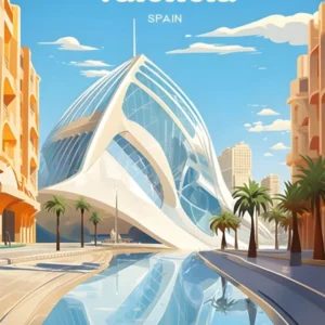 Valencia Spain Architecture Travel Illustration