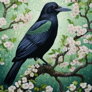 Ohara Koson Inspired Bird Painting Crow 4