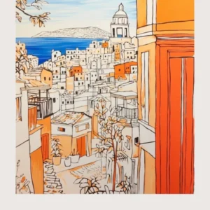 Beirut Lebanon Orange Drawing Poster