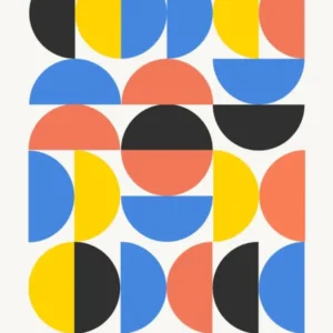 Bauhaus Exhibition 1919 Multi-Colored Pattern Style 2, bauhaus, vintage, retro, pop, contemporary, 70s, 90s, colorful, European, exhibition, museum, abstract, cool, aesthetic, minimal, beige
