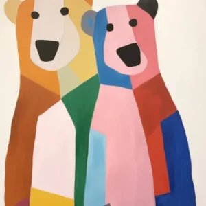Colourful Kids Animal Art Brown Bear 2