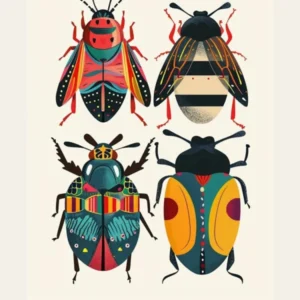 Colourful Insect Illustration Beetle 7 Poster