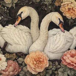 Floral Animal Illustration Swan 3