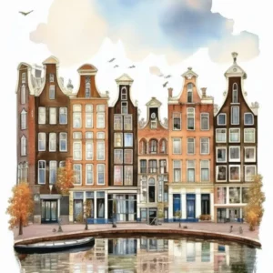 Amsterdam, Netherlands, Amsterdam Bridge, City River, River Boats, Dutch Spring, Spring Watercolors, Amsterdam Prints, Travel Souvenirs, Amsterdam Posters. (23)