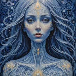Indigo Starseed - Ethereal Woman Third Eye Chakra Spiritual New Age High Vibrational Art Frequency Glow Healing Zodiac Astrological Connected Source Universe 11.11 Stay Awake HD