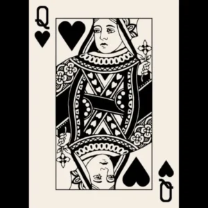 Queen Of Hearts in Black, College Art, Trendy Card Art, Preppy, y2k