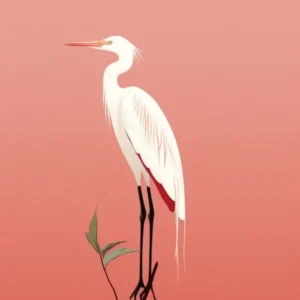 Minimalist Egret 3 Illustration