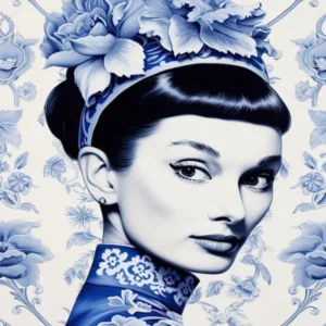 Audrey Hepburn Delft Tile Illustration 2
