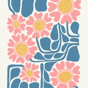 Pink Daisies Flower Market Matisse Style