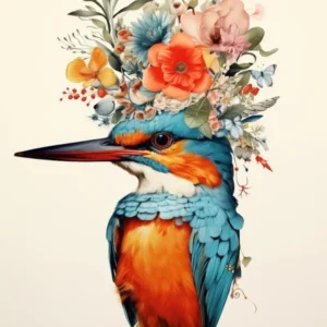 Bird With A Flower Crown Kingfisher 2
