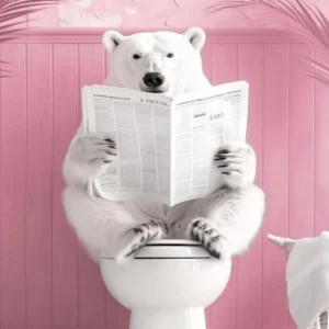 Bathroom Polar Bear Print Polar Bear On Toilet Funny Bathroom Wall Decor Toilet Poster Toilet Wall Art Funny Bear Poster Bathroom Wall Art