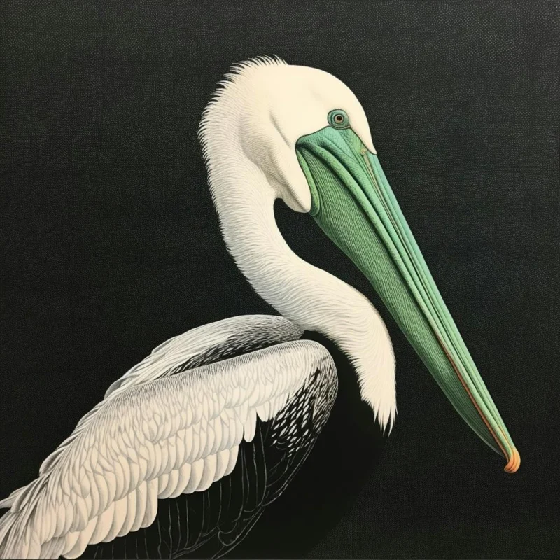 Ohara Koson Inspired Bird Painting Pelican 2 Square