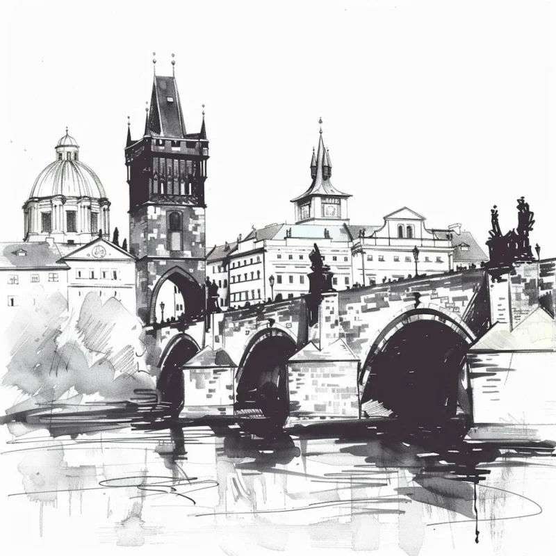 A Prague With Charles Bridge Hand Drawn Sketch I 1720467835 4
