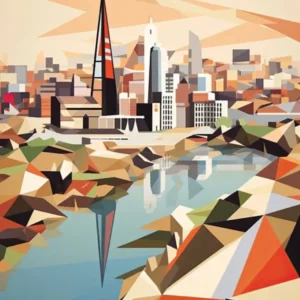 Frankfurt, Germany, Geometric Illustration 3 Poster