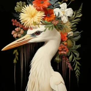 Bird With A Flower Crown Egret 3