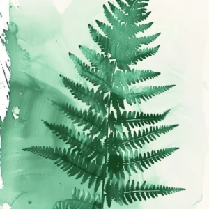 Green Ink Painting Of A Autumn Fern 2