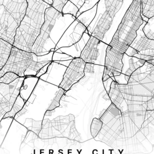 Jersey City New Jersey White Map