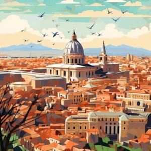 Rome, Italy, Geometric Illustration 4