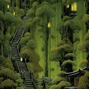 Bamboo Forest Japanese Illustration 1