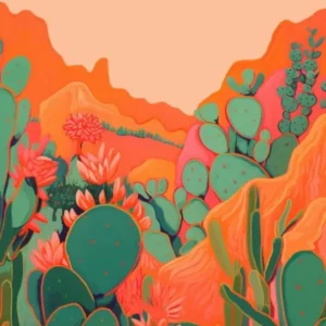 Boho Plant Painting Pencil Cactus 1