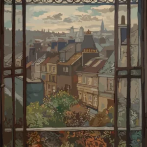 A Window View Of Paris In The Style Of Art Nouveau 1