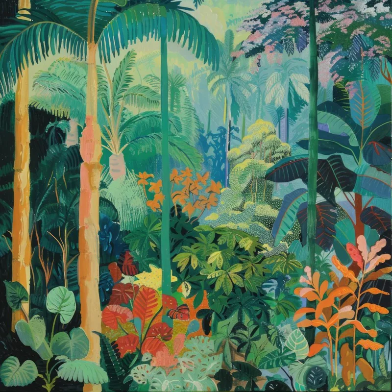 Amazon Rain Forest Series in Style of David Hockney 4
