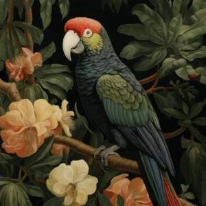 Dark And Moody Botanical Parrot 1