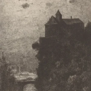 Vintage Spooky Castle On A Hill