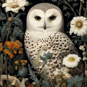 Dark And Moody Botanical Snowy Owl 3