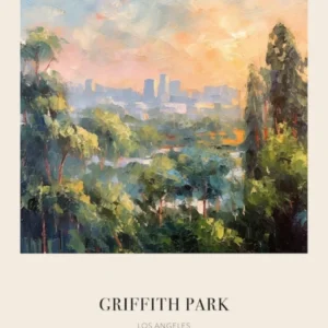 Griffith Park Los Angeles 4 Vintage Cezanne Inspired Poster