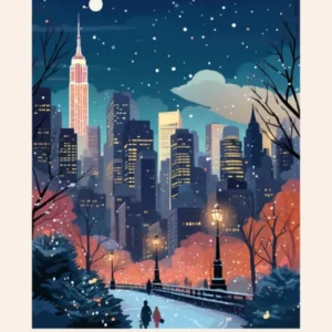Winter Night Travel Poster New York City Usa 2